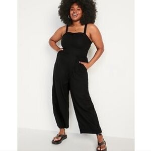 Old Navy Black Waist Defining Drawstring Sleeveless Jumpsuit